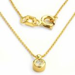 14K Yellow Gold - Diamond Pendant Necklace 0,14 Ct.