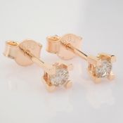 14K Rose/Pink Gold Diamond Solitaire Earring