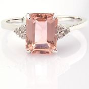 14K White Gold Diamond & Morganite Ring