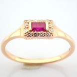 14K Rose/Pink Gold Diamond & Ruby Ring