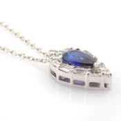 14K White Gold Diamond & Sapphire Necklace