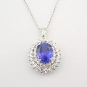 14K White Gold Diamond & Tanzanite Necklace