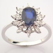 14K White Gold Diamond & Sapphire Ring