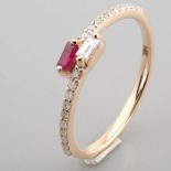 14 kt. Yellow gold - Ring - 0.14 Ct. Diamond - Ruby