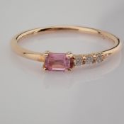 14K Rose/Pink Gold Diamond & Pink Sapphire Ring