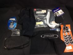 Bag of Mixed Items To Include Neoprene Socks, Bottle Bracket, Reflectors, Nose Clip, ect