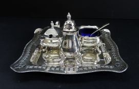 Antique Silver Plated 6 Piece Condiment Set