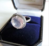 Sterling Silver Pink Quartz & White Topaz Ring