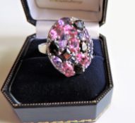 Sterling Silver Tutti Frutti Gemstone Ring