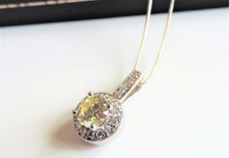 Sterling Silver Lemon Citrine & Diamonique Pendant Necklace