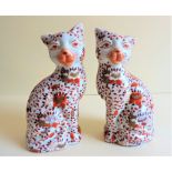 Pair Antique Japanese Imari Porcelain Cats circa 1920