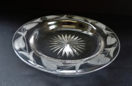 Antique Edwardian Etched Glass Dish