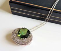 Sterling Silver 11.85 ct Russian Diopside Pendant Necklace