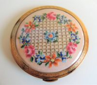 Vintage Kigu Petit Point Powder Compact