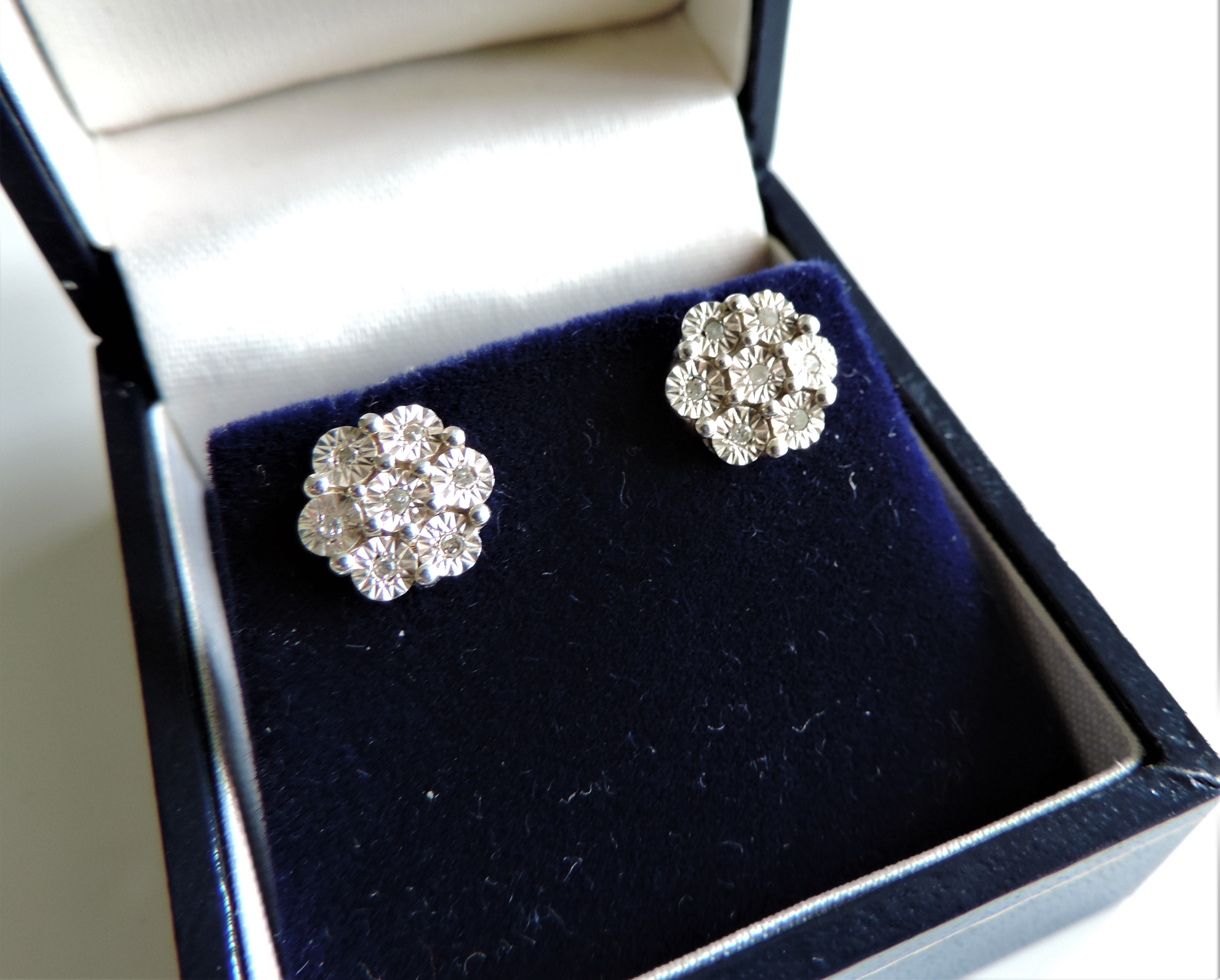 Sterling Silver Diamond Earrings New with Gift Box - Image 3 of 5