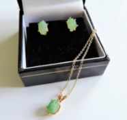Gold on Silver Emerald Earrings and Necklace Set 2.5cts