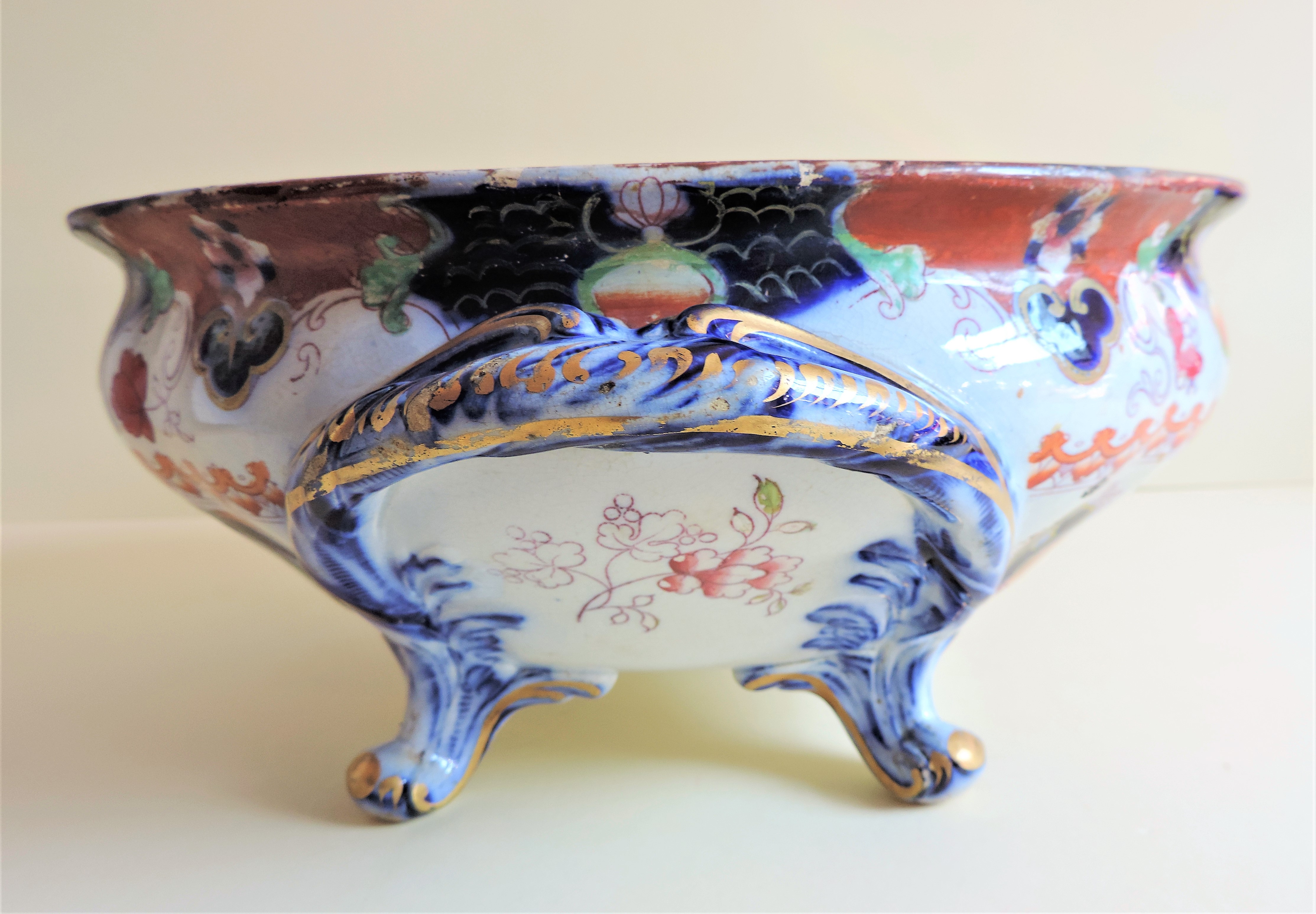 Antique Japanese Pottery Bowl Hand Painted 33cm wide - Image 4 of 8