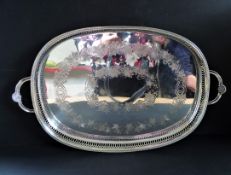 Large Vintage Silver Plated Serving Tray