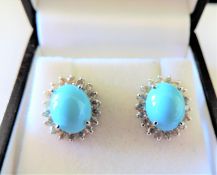 Sterling Silver Turquoise & White Topaz Earrings