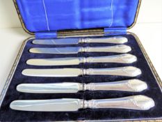 Antique Cased Set Silver Tea Knives