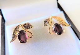 Gold Plated 1.1 ct Garnet Earrings