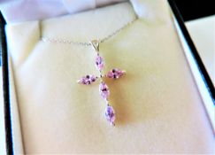 Sterling Silver Pink Topaz Pendant Necklace