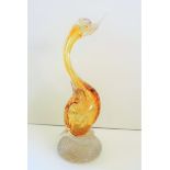 Murano Art Glass Sculpture Amber Bubble 27cm Tall