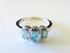 Sterling silver 3 Stone Topaz Ring