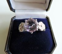 Sterling Silver 3.3ct Amethyst & Enamel Ring