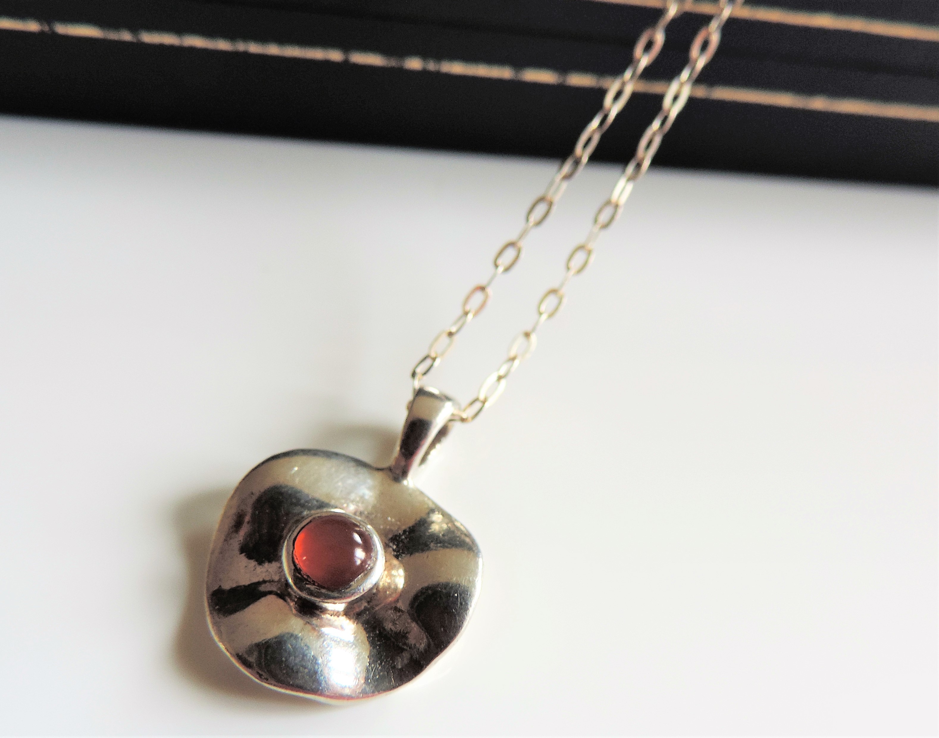 Sterling Silver Amber Pendant Necklace