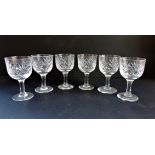 Vintage Cut Crystal Wine Glasses Set 6