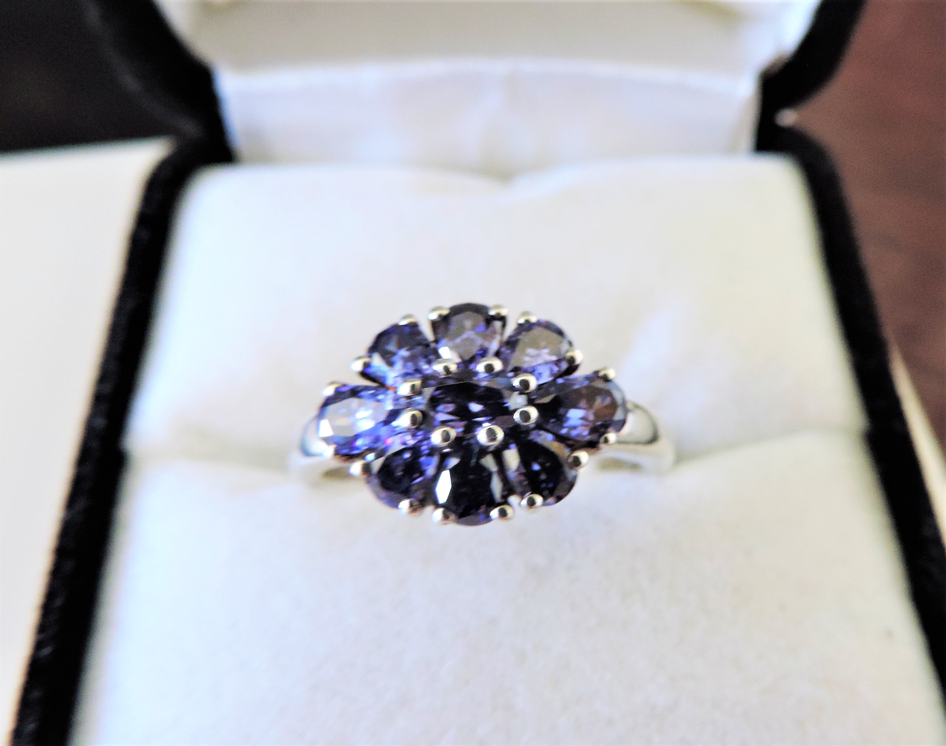 1.8 ct Tanzanite Cluster Ring in Sterling Silver