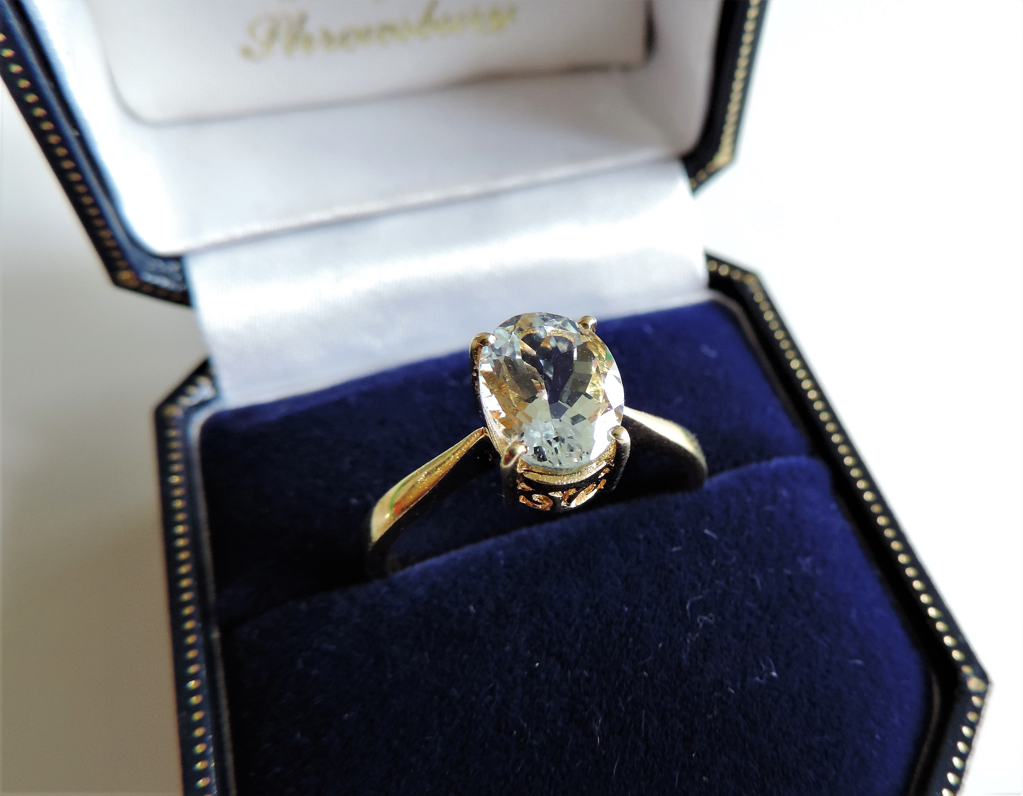 Gold on Sterling Silver 1.75 ct Aquamarine Ring
