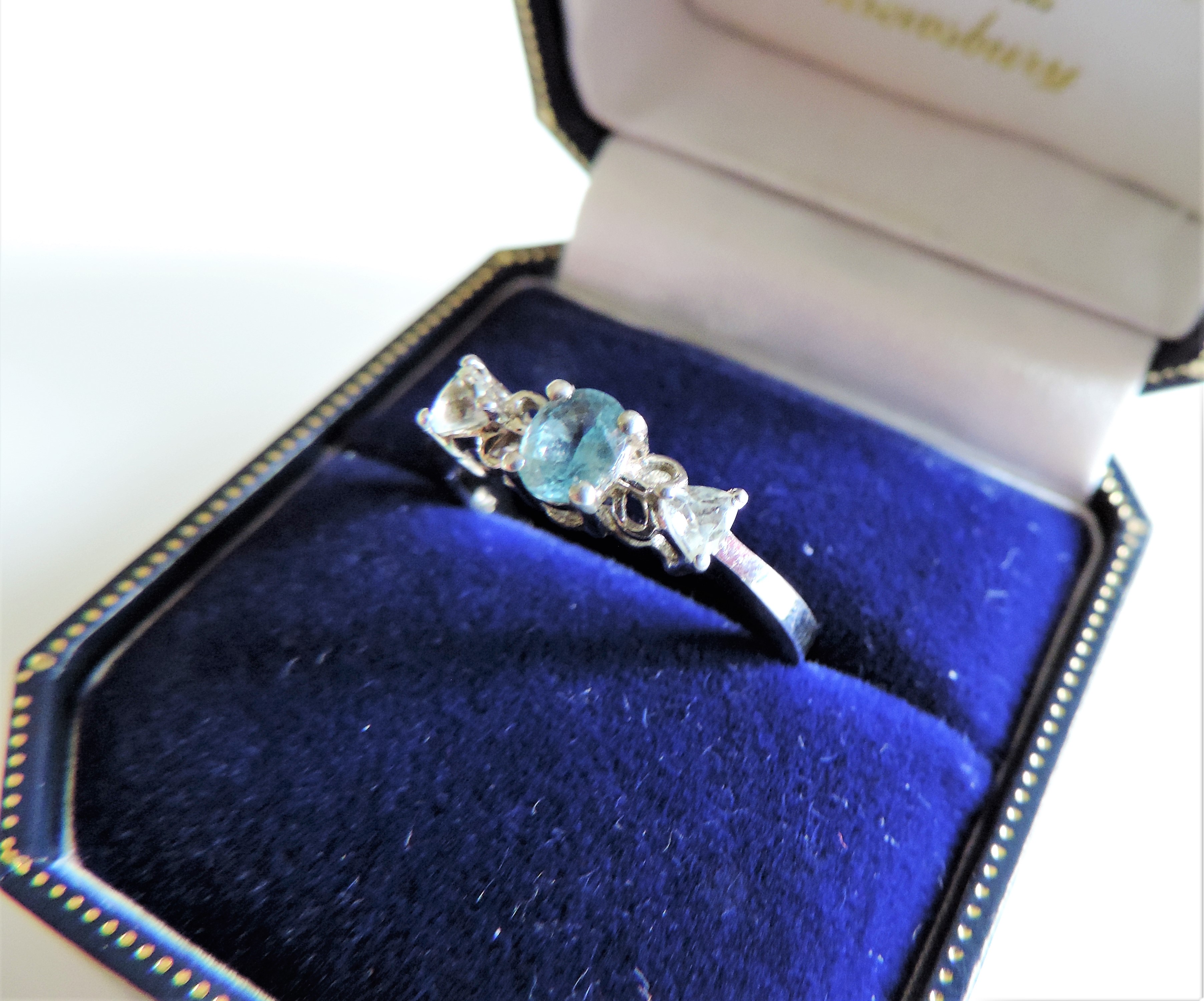 Sterling Silver Blue and White Topaz Ring - Image 3 of 3