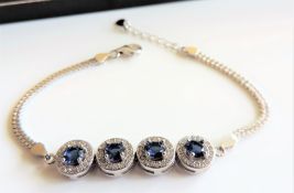 Sapphire and Diamond Bracelet in Sterling Silver