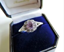 Sterling Silver Pink and White Topaz Gemstone Ring