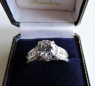 Sterling Silver White Sapphire Ring Size R1/2