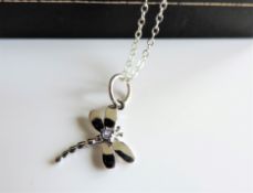 Sterling Silver & Tanzanite Dragon Fly Pendant Necklace