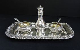 Antique Silver Plated 6 Piece Condiment Set