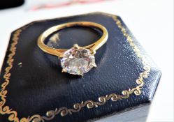 Gold on Sterling Silver 2ct Moissanite Solitaire Ring