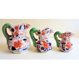 Set of 3 Antique Masons Ironstone Hydra Jugs