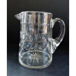Antique Victorian Cut Glass Beer/Ale Jug/Pitcher 16cm Tall