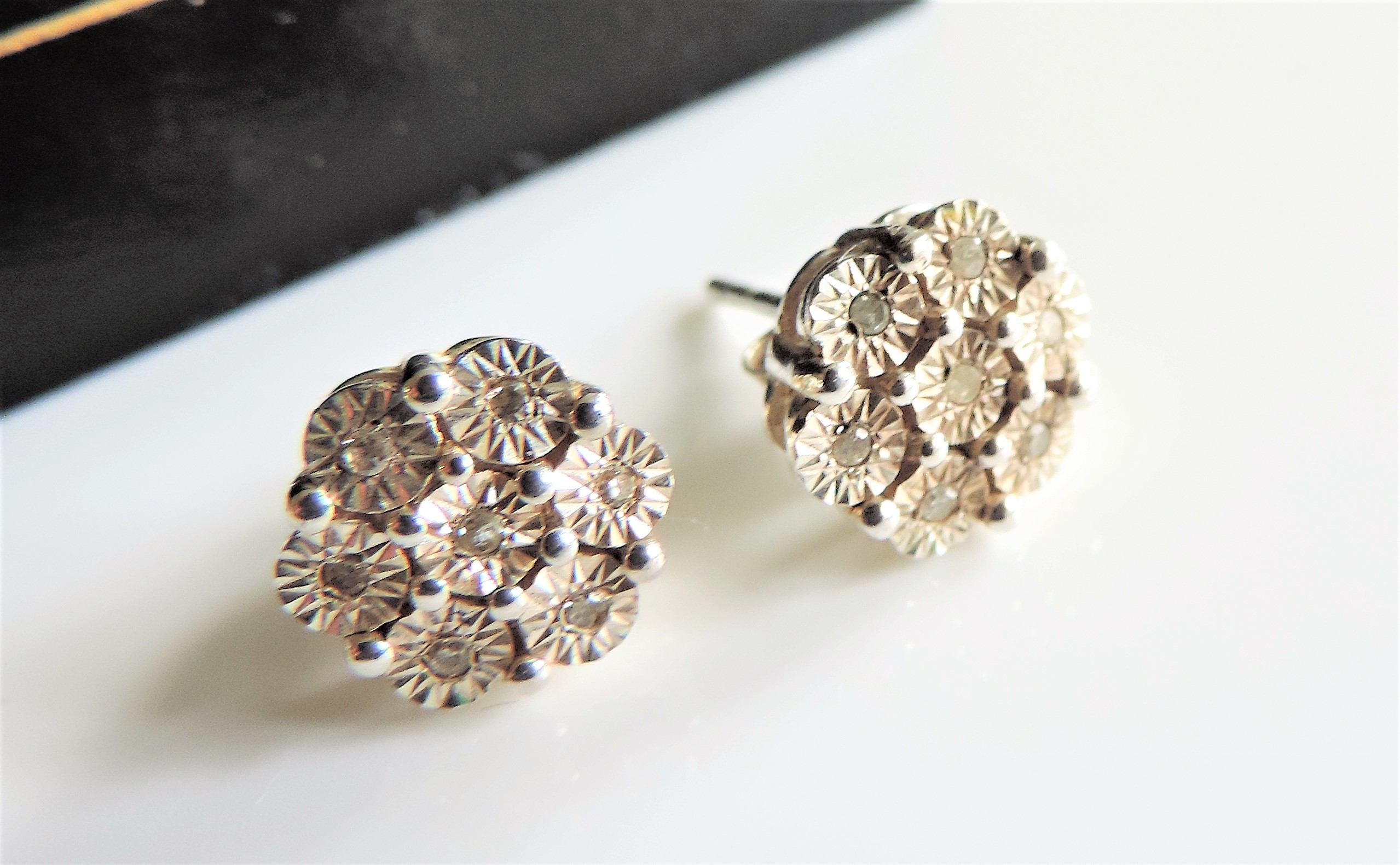 Sterling Silver Diamond Earrings New with Gift Box - Image 4 of 5