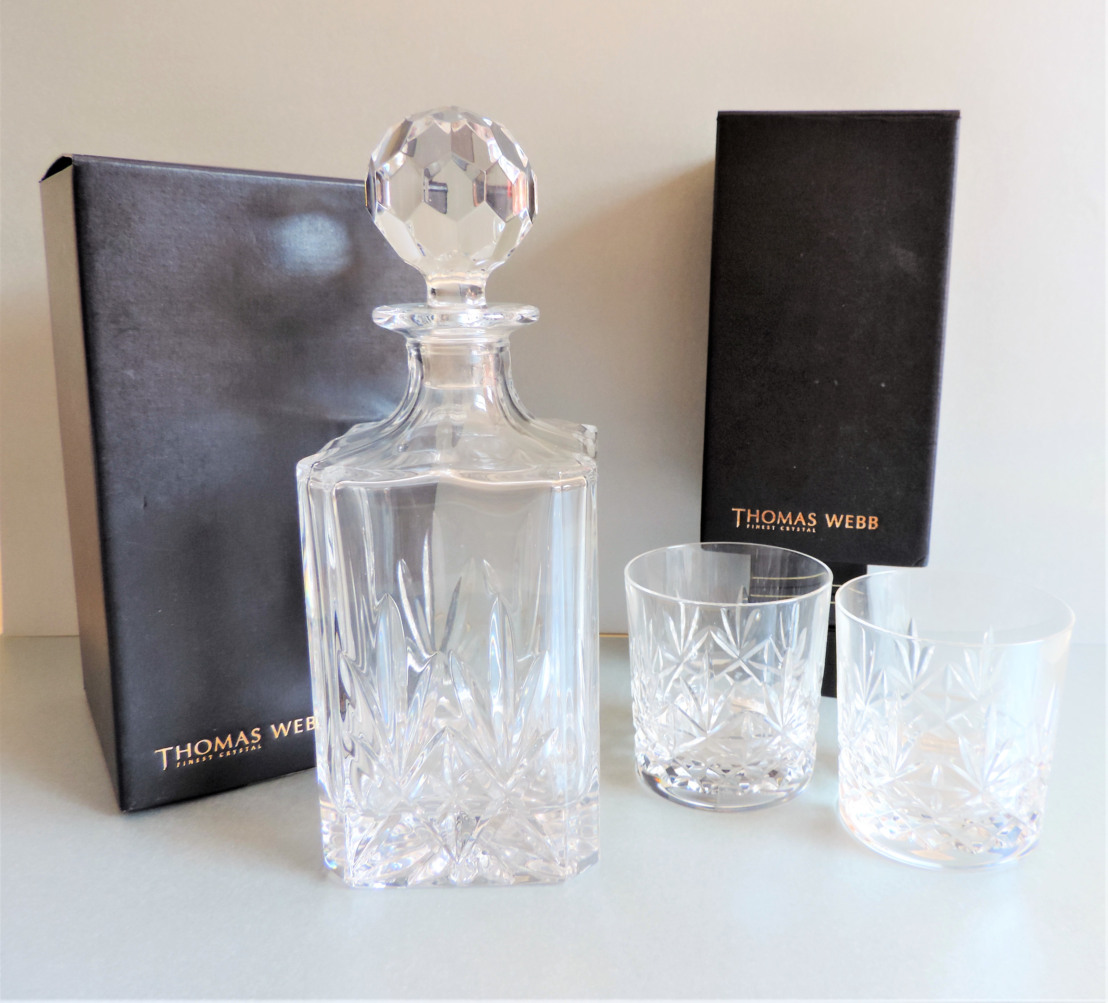 Thomas Webb Crystal Spirit Decanter and Tumbler Set