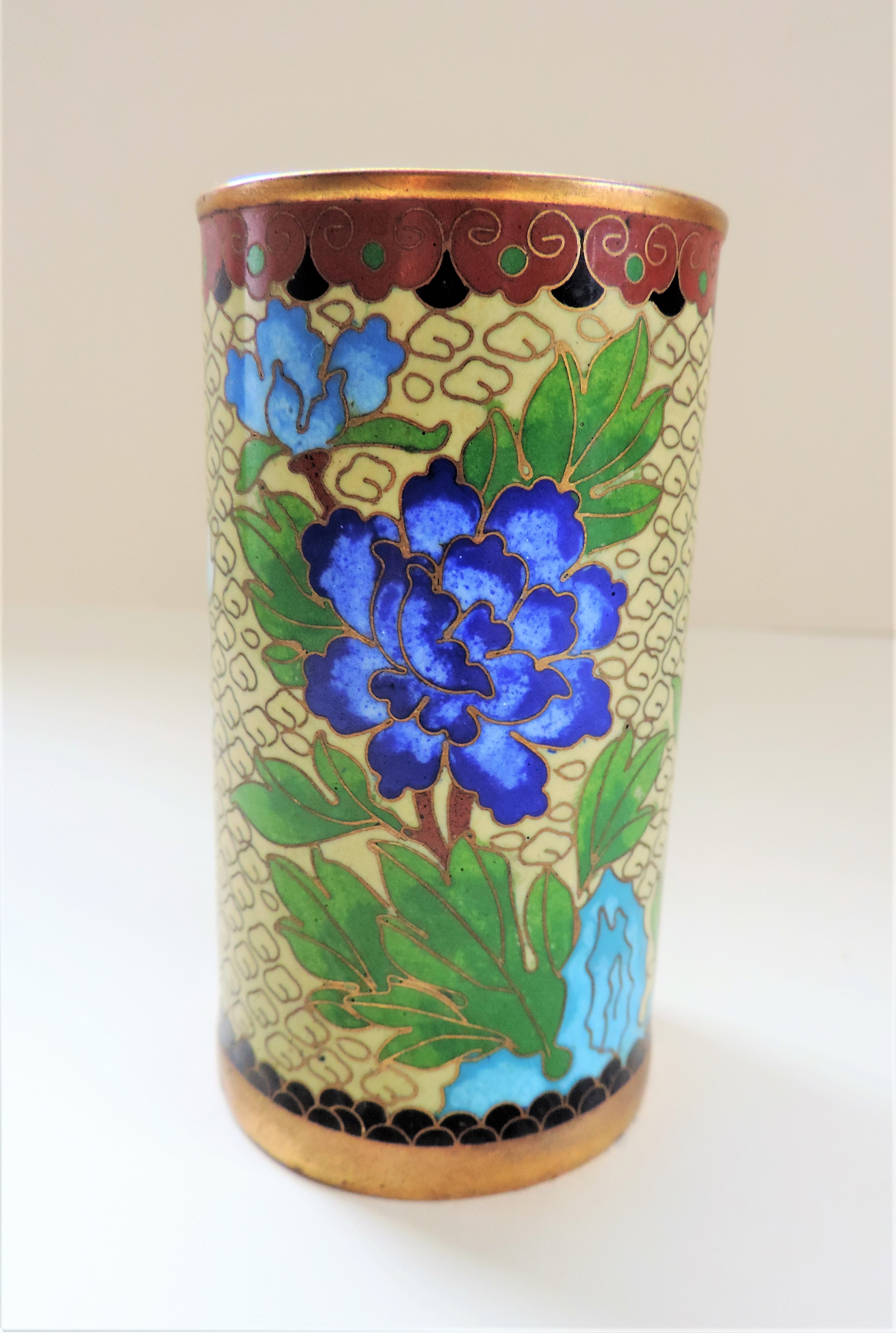 Vintage Cloisonne Brush Pot - Image 3 of 4