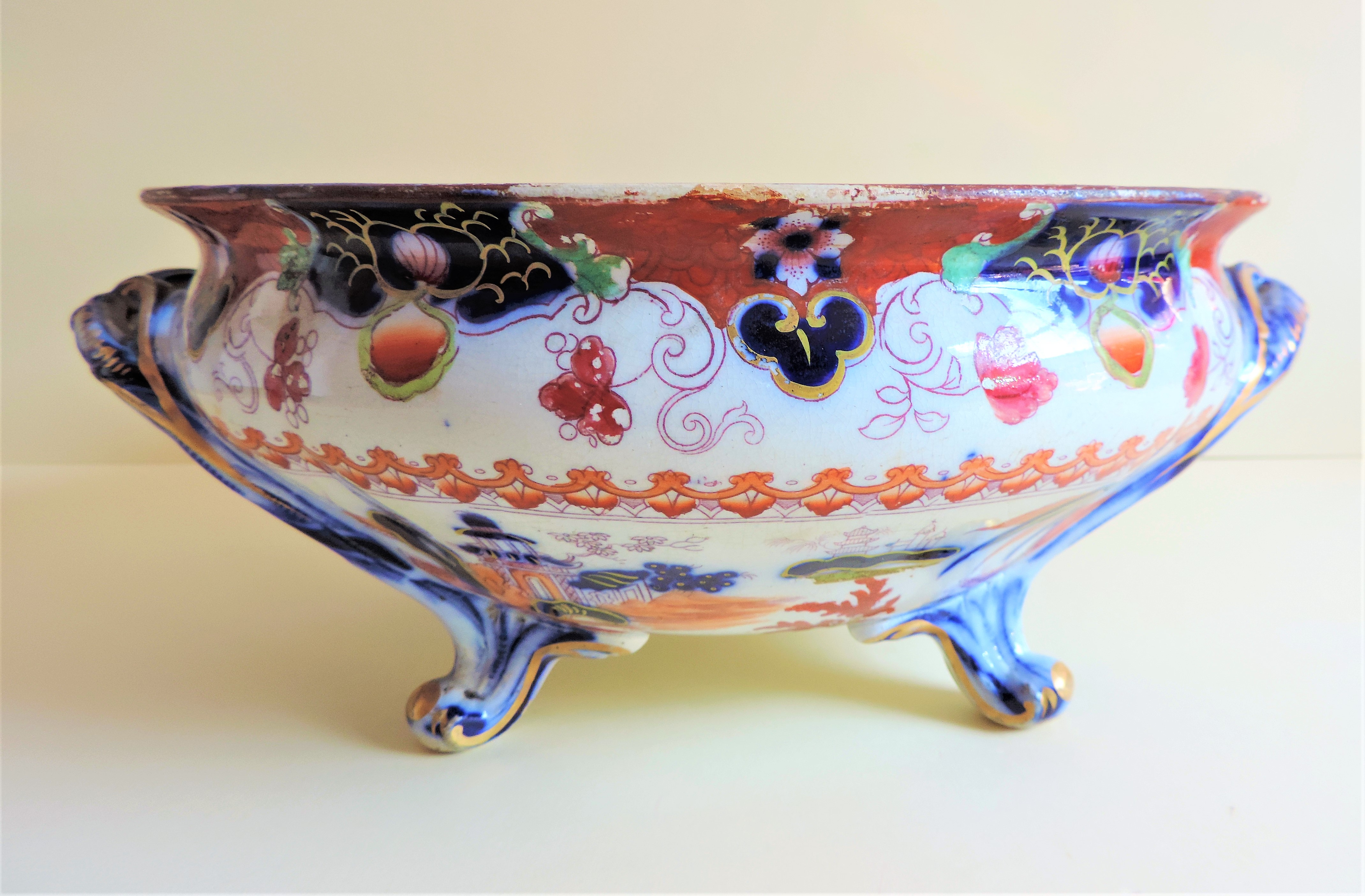 Antique Japanese Pottery Bowl Hand Painted 33cm wide - Image 2 of 8