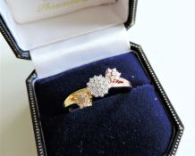 Designer Two Tone Gold on Silver Diamond Ring