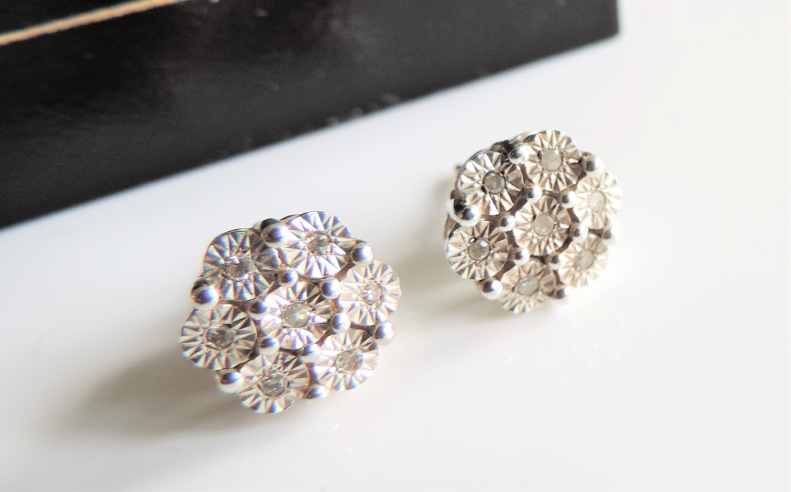 Sterling Silver Diamond Earrings New with Gift Box - Image 2 of 5