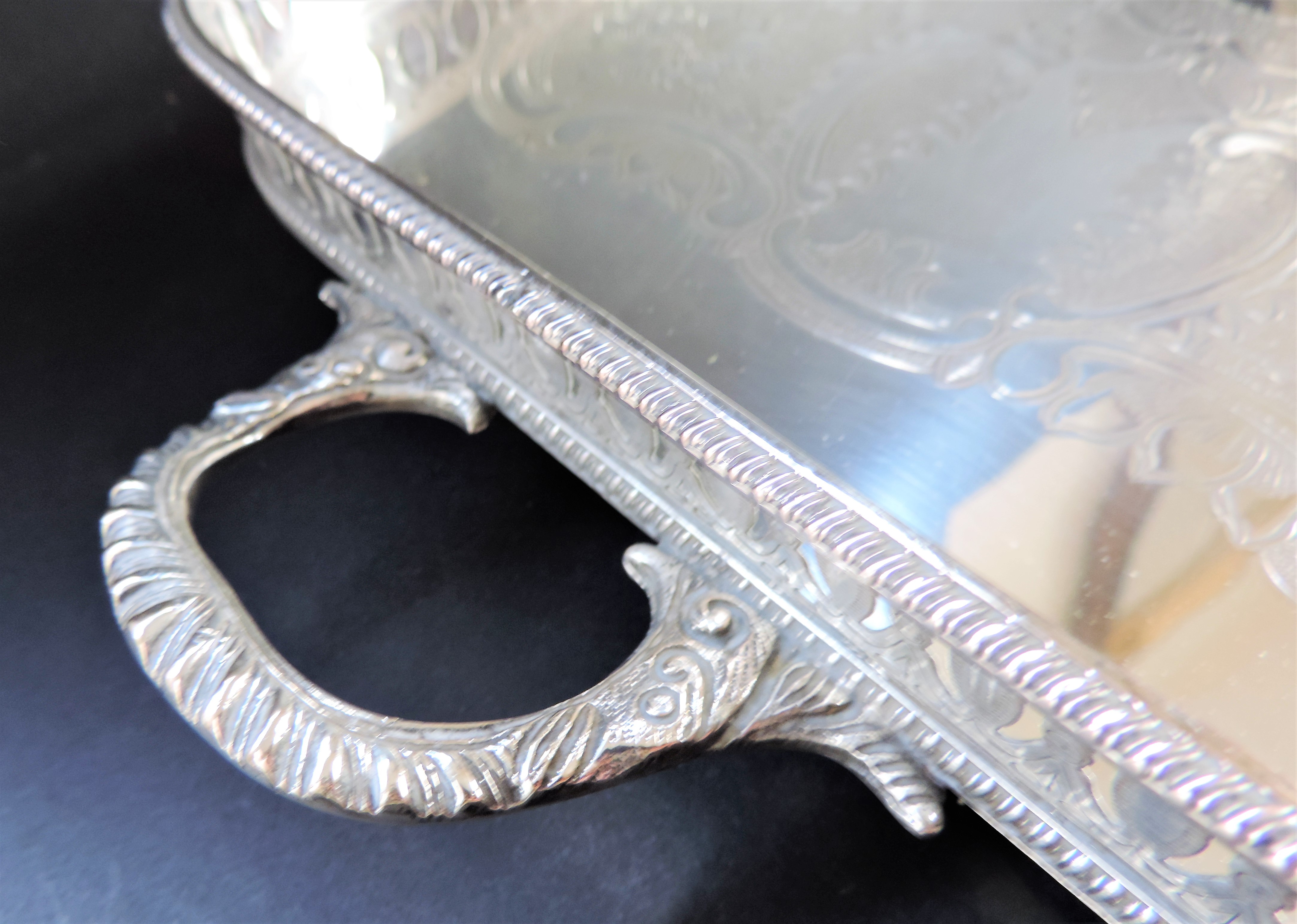 Large Victorian Silver Plated Gallery Tray on Paw Feet circa 1890's - Image 5 of 8