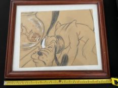 Walt Disney's Pluto original Drawing Signed Dean 96